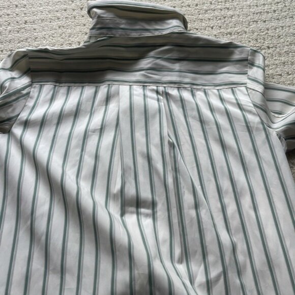 Banana Republic 2025 Cotton Poplin Asymmetrical Shirt Dress Green Stripe Small - Picture 6 of 16